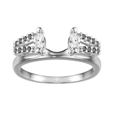 0.41 Ct. Black Split Double Row Marquise ring wrap