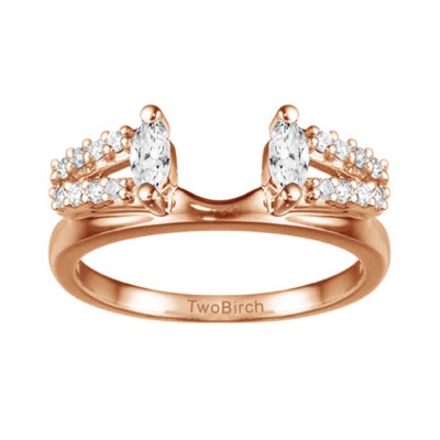 0.41 Ct. Split Double Row Marquise ring wrap in Rose Gold