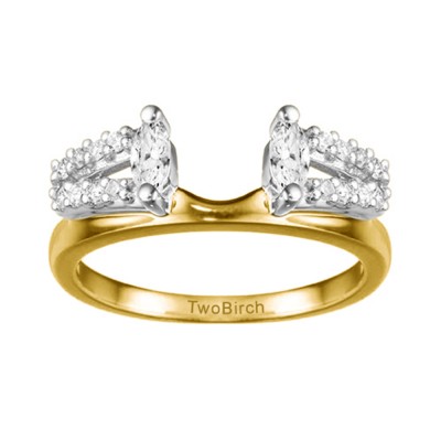 0.41 Ct. Split Double Row Marquise ring wrap in Two Tone Gold