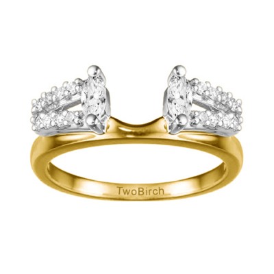 0.41 Ct. Split Double Row Marquise ring wrap in Two Tone Gold