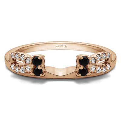 0.2 Ct. Black and White Round Prong Bow Ring Wrap Enhancer in Rose Gold