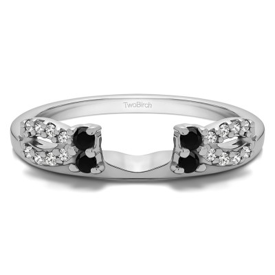 0.2 Ct. Black and White Round Prong Bow Ring Wrap Enhancer