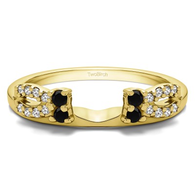 0.2 Ct. Black and White Round Prong Bow Ring Wrap Enhancer in Yellow Gold