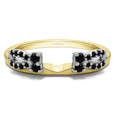 0.2 Ct. Black Round Prong Bow Ring Wrap Enhancer in Two Tone Gold