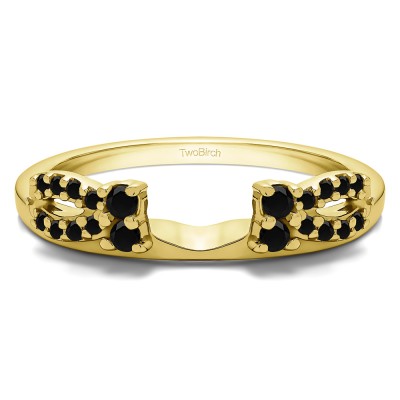 0.2 Ct. Black Round Prong Bow Ring Wrap Enhancer in Yellow Gold