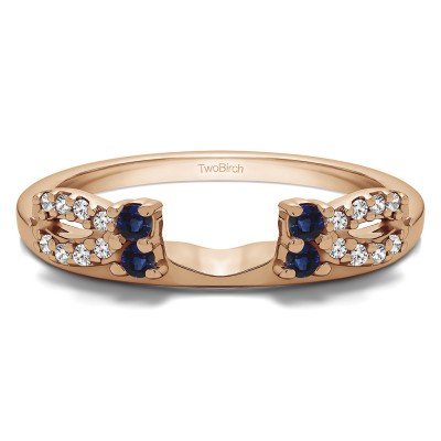 0.2 Ct. Sapphire and Diamond Round Prong Bow Ring Wrap Enhancer in Rose Gold