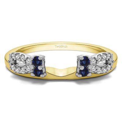 0.2 Ct. Sapphire and Diamond Round Prong Bow Ring Wrap Enhancer in Two Tone Gold