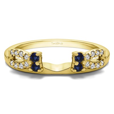 0.2 Ct. Sapphire and Diamond Round Prong Bow Ring Wrap Enhancer in Yellow Gold