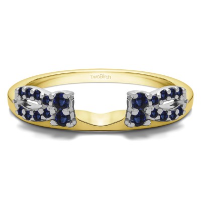 0.2 Ct. Sapphire Round Prong Bow Ring Wrap Enhancer in Two Tone Gold