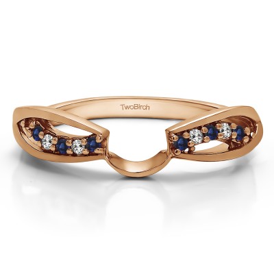 0.1 Ct. Sapphire and Diamond Swirl Cut Out ring wrap in Rose Gold
