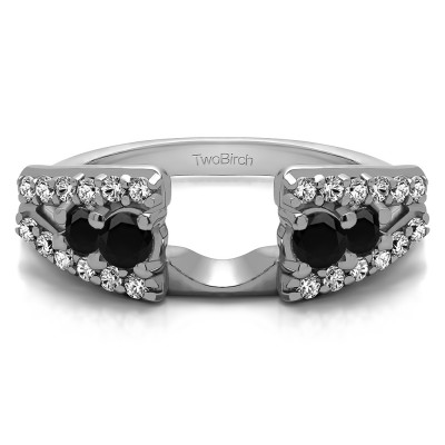0.44 Ct. Black and White Triple Row Round Ring Wrap