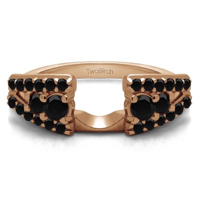 0.44 Ct. Black Triple Row Round Ring Wrap in Rose Gold
