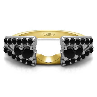 0.44 Ct. Black Triple Row Round Ring Wrap in Two Tone Gold