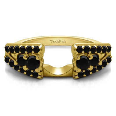 0.44 Ct. Black Triple Row Round Ring Wrap in Yellow Gold