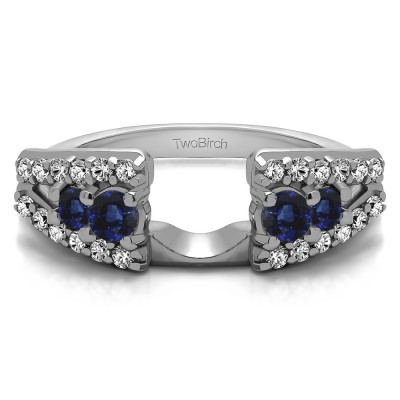 0.44 Ct. Sapphire and Diamond Triple Row Round Ring Wrap