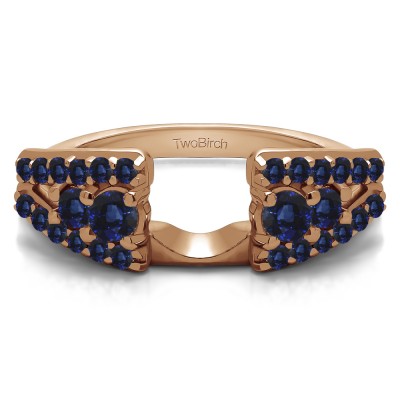 0.44 Ct. Sapphire Triple Row Round Ring Wrap in Rose Gold