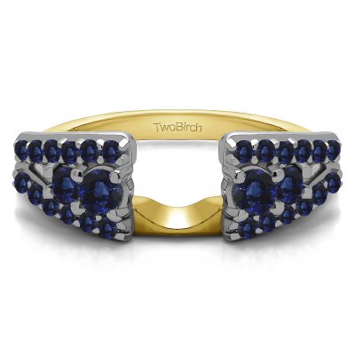 0.44 Ct. Sapphire Triple Row Round Ring Wrap in Two Tone Gold