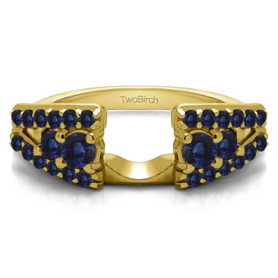 0.44 Ct. Sapphire Triple Row Round Ring Wrap in Yellow Gold