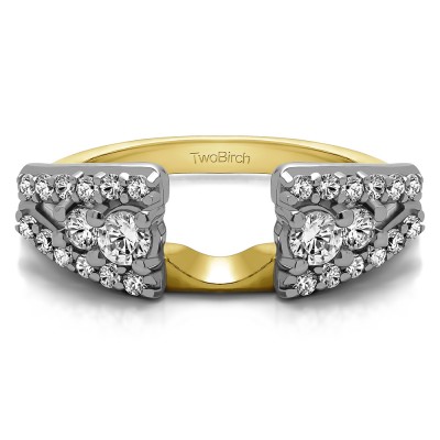 0.44 Ct. Triple Row Round Ring Wrap in Two Tone Gold