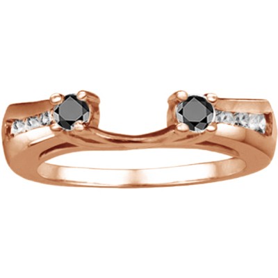 0.25 Ct. Black and White Round Prong and Channel ring wrap in Rose Gold