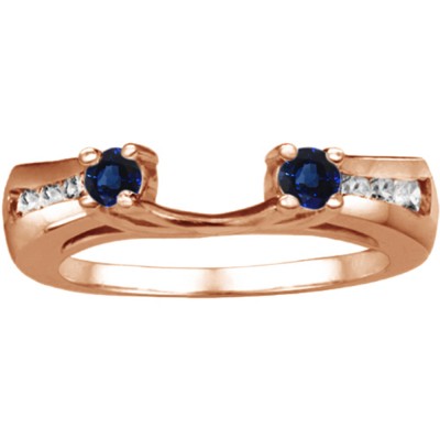 0.18 Ct. Sapphire and Diamond Round Prong and Channel ring wrap in Rose Gold