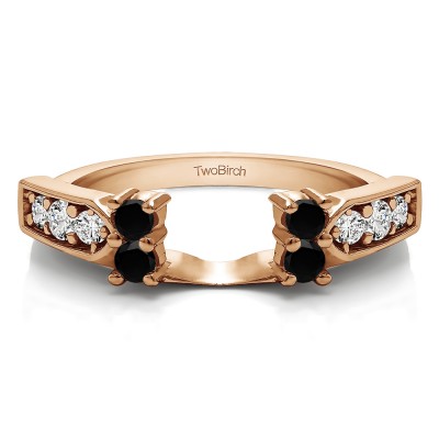 0.33 Ct. Black and White Millgrained Prong and Channel Ring Wrap in Rose Gold