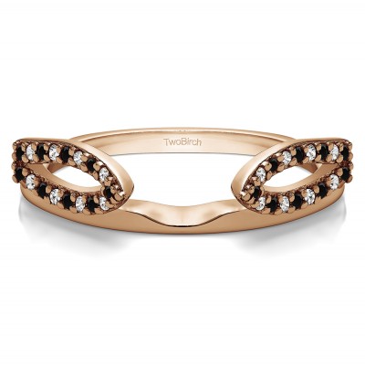0.25 Ct. Black and White Infinity Loop Cathedral Ring Wrap in Rose Gold