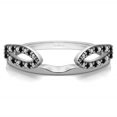 0.25 Ct. Black and White Infinity Loop Cathedral Ring Wrap