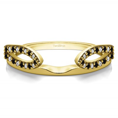 0.25 Ct. Black and White Infinity Loop Cathedral Ring Wrap in Yellow Gold