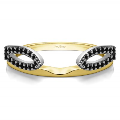 0.25 Ct. Black Infinity Loop Cathedral Ring Wrap in Two Tone Gold