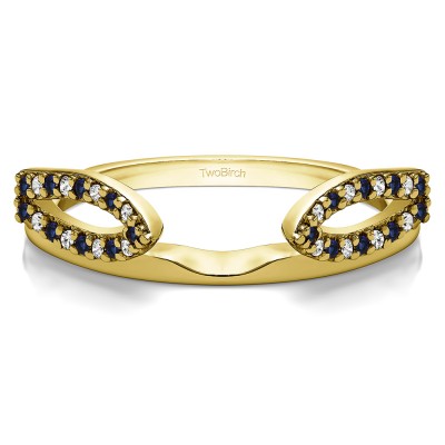 0.25 Ct. Sapphire and Diamond Infinity Loop Cathedral Ring Wrap in Yellow Gold