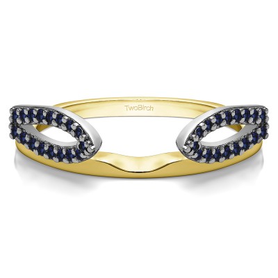 0.25 Ct. Sapphire Infinity Loop Cathedral Ring Wrap in Two Tone Gold