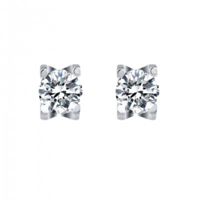 Platinum Plated Sterling Silver Moissanite Stud Earrings in 4 Prongs (5 MM Round, 1 CT TWT DEW, CERTIFIED)