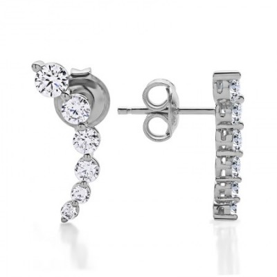 Sterling Silver and Cubic Zirconia Crawler Earrings