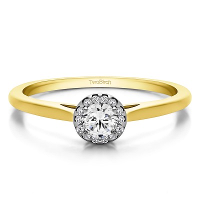 0.32 Ct. Round Solitaire with Halo in Two Tone Gold