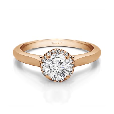 0.75 Ct. Round Solitaire with Halo in Rose Gold
