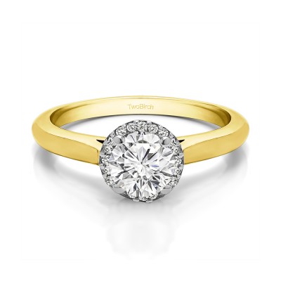 0.75 Ct. Round Solitaire with Halo in Two Tone Gold