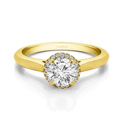 0.75 Ct. Round Solitaire with Halo in Yellow Gold