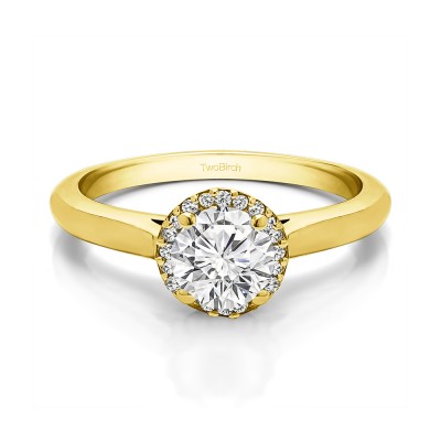 0.75 Ct. Round Solitaire with Halo in Yellow Gold