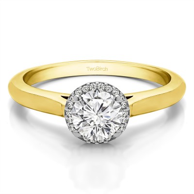 1 Ct. Round Solitaire with Halo in Two Tone Gold