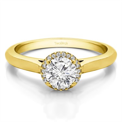 1 Ct. Round Solitaire with Halo in Yellow Gold