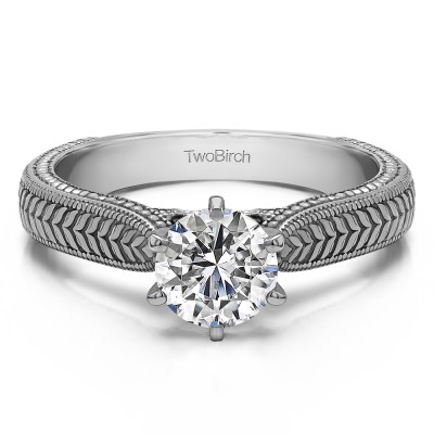 0.75 Carat Engraved Pinched Shank Solitaire