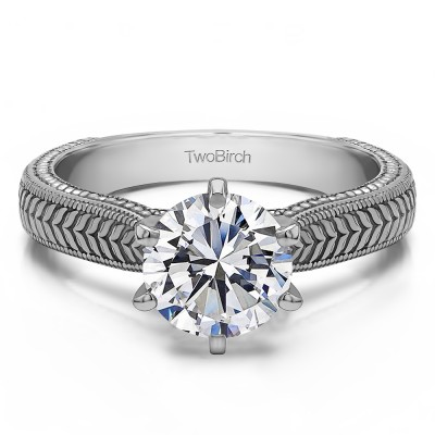 1 Carat Engraved Pinched Shank Solitaire