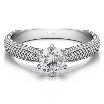 1 Carat Engraved Pinched Shank Solitaire