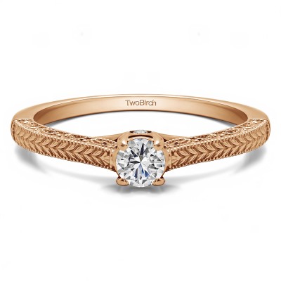 0.5 Carat Vintage Filigree Engraved Solitaire in Rose Gold