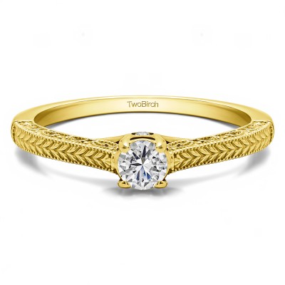 0.5 Carat Vintage Filigree Engraved Solitaire in Yellow Gold