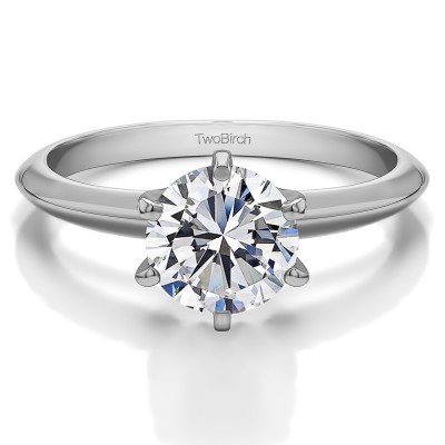 1.25 Carat Six Prong Moissanite Solitaire Engagement Ring