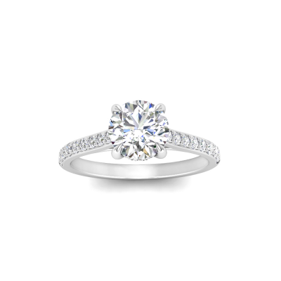 1 Ct Round Lab Diamond & .30 Ctw Diamond Hidden Halo Timeless Pave Engagement Ring