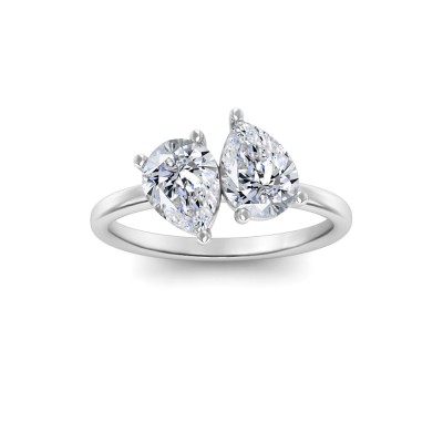 2 Ctw Double Pear Lab Diamond Toi et Moi Two Stone Ring