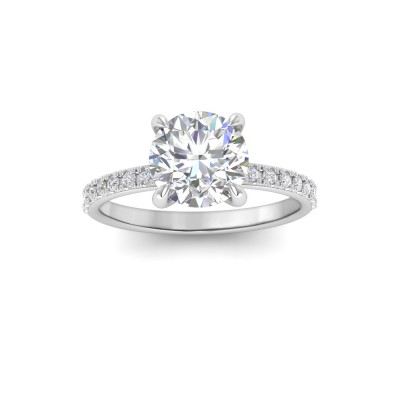 1 Ct Round Lab Diamond & .16 Ctw Diamond Whisper Pave Engagement Ring